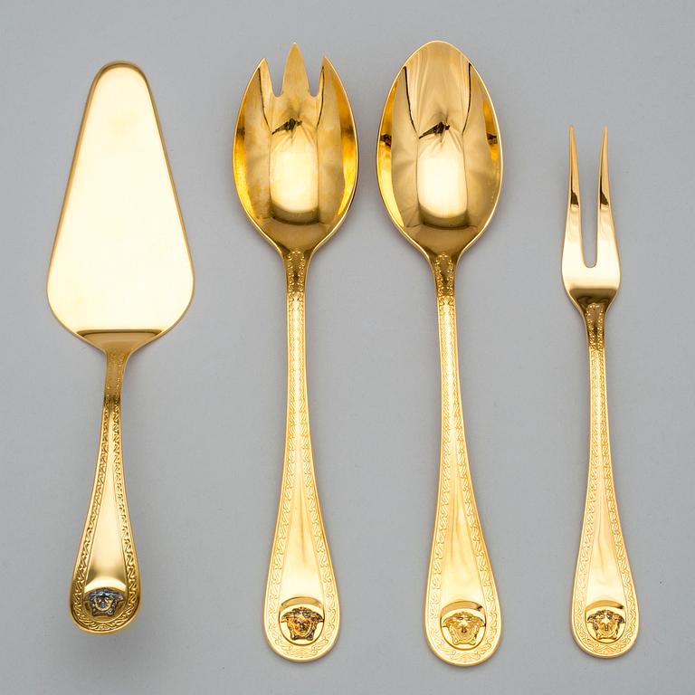 BESTICKSERVIS, 42 delar, guldpläterad, "Medusa", Versace för Rosenthal.