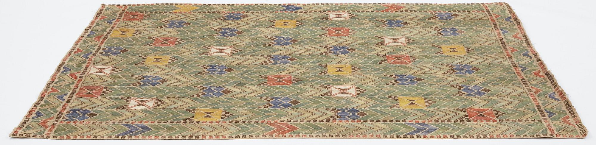 Märta Måås-Fjetterström, draperi, "Rågen", inplock på linnebotten, ca 218,5-219,5 x 160,5-162 cm, signerat AB MMF.