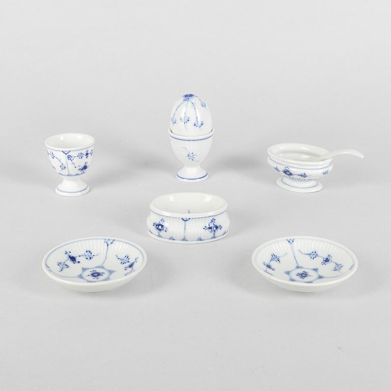 A six part 'Blue Fluted Plain' egg service, Royal Copenhagen, 20th century.