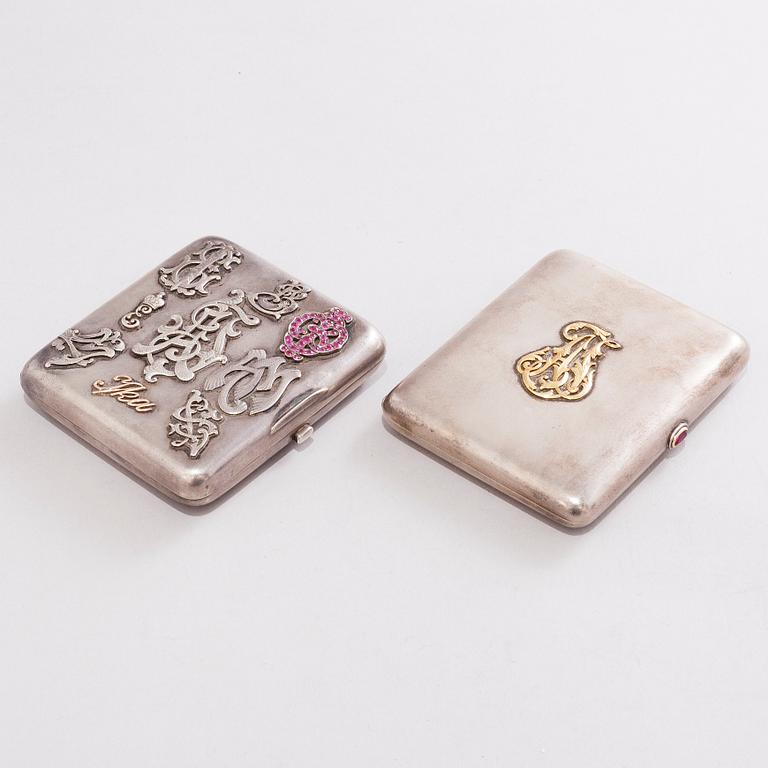 Two silver cigarette cases, Saint Petersburg, late 19th Century and Wiborg 1927.