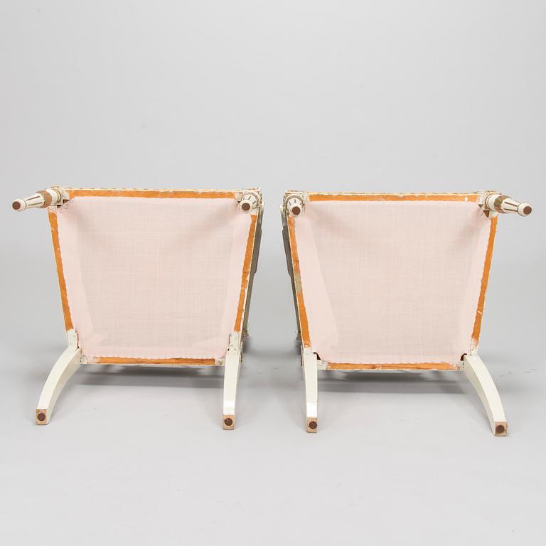 A pair of late Gustavian style armchairs, early 20th century.