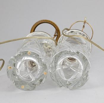 OLLE ALBERIUS, a pair of glass table lights, Orrefors.