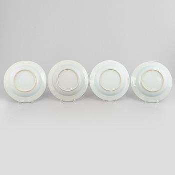 A set of four blue and white soup dishes, Qing dynasty, Qianlong (1736-95).