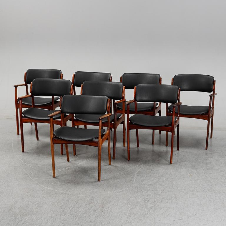 Eight rosewood armchairs by Erik Buch for Oddense Maskinsnedkeri A-S.