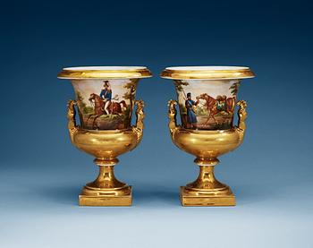 A pair of Empire vases, presumably Russian.