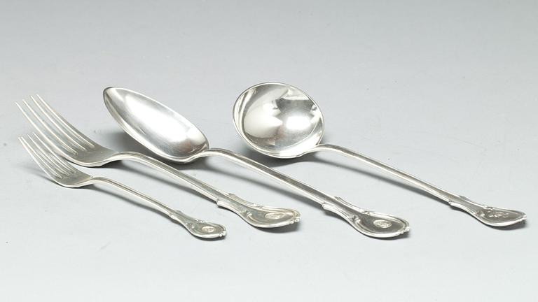 BESTICKSDELAR, 12+12+12+1. Silver mestadels 1910, Möllenborg "Prins Fredrik". Ca 2000 g.