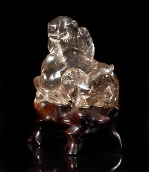 A rock chrystal figure of Aries, China early 20th Century.