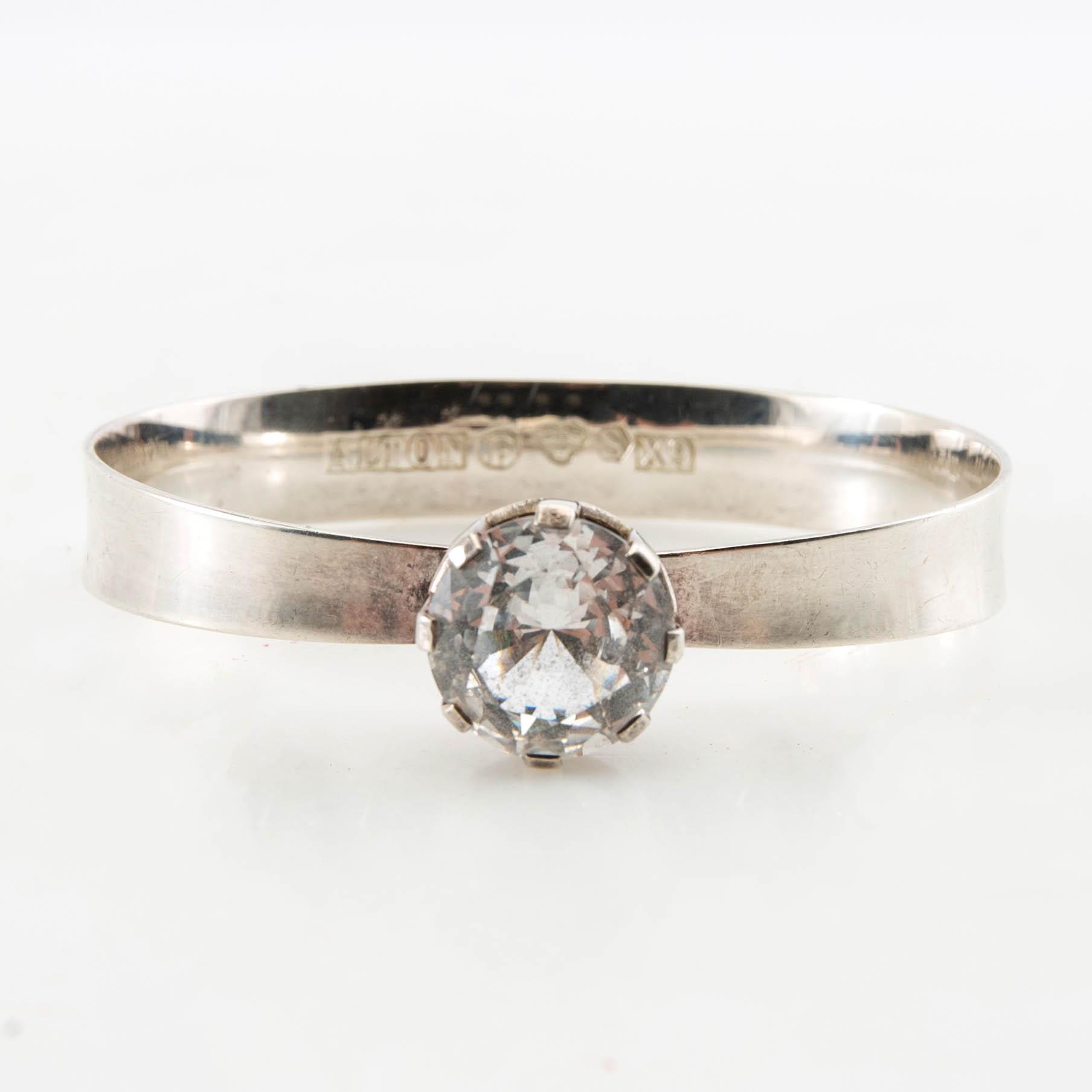 Ring samt armband Alton silver och bergkristall Falköping 1972.