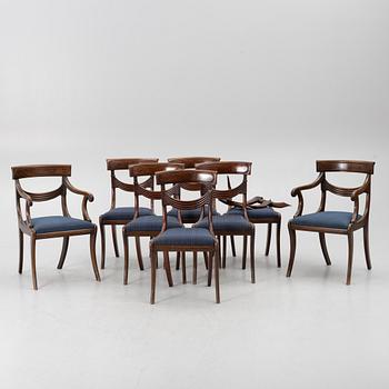 Stolar, 8 st, regency, England, 1800-talets första hälft.