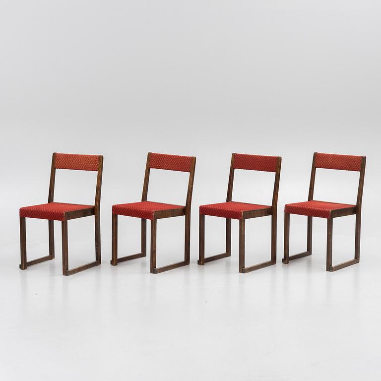 Sven Markelius, Chairs, 4 pcs, so-called "Orchestra Chairs", mid-20th century.