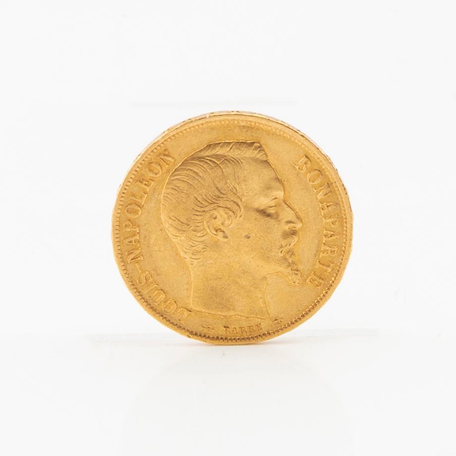 Gold coin 20 francs 1852 France Louis Napoleon.