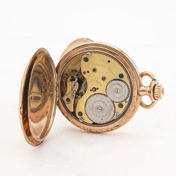 Pocket watch Glashütter Uhrenfabrik Union, 14 K gold weight in total 101 grams.