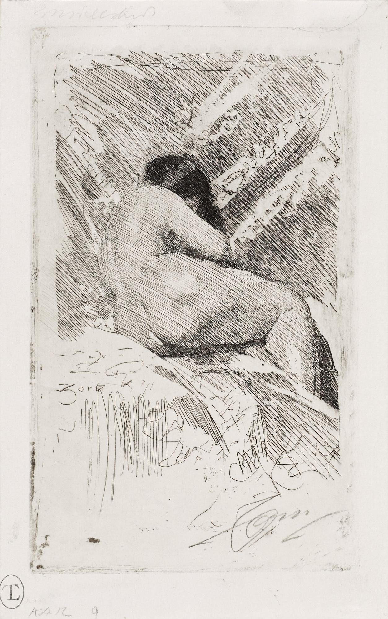 ANDERS ZORN, etching, 1884, signed in pencil and titled in the upper left margin.