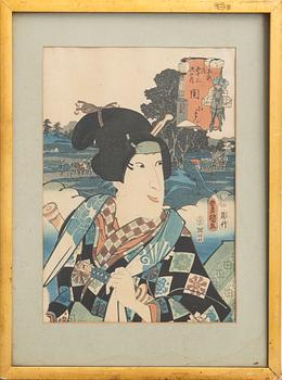 Utagawa Kunisada, "Actors at the Fifty-Three Stations of the Tokaido: Oiso, Juro Sukenari".