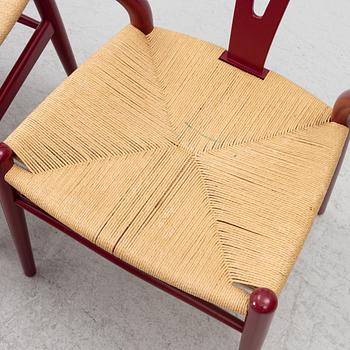 Hans J. Wegner, 6 chairs, model CH-24/"Wishbone Chair", Carl Hansen & Son, Denmark,
