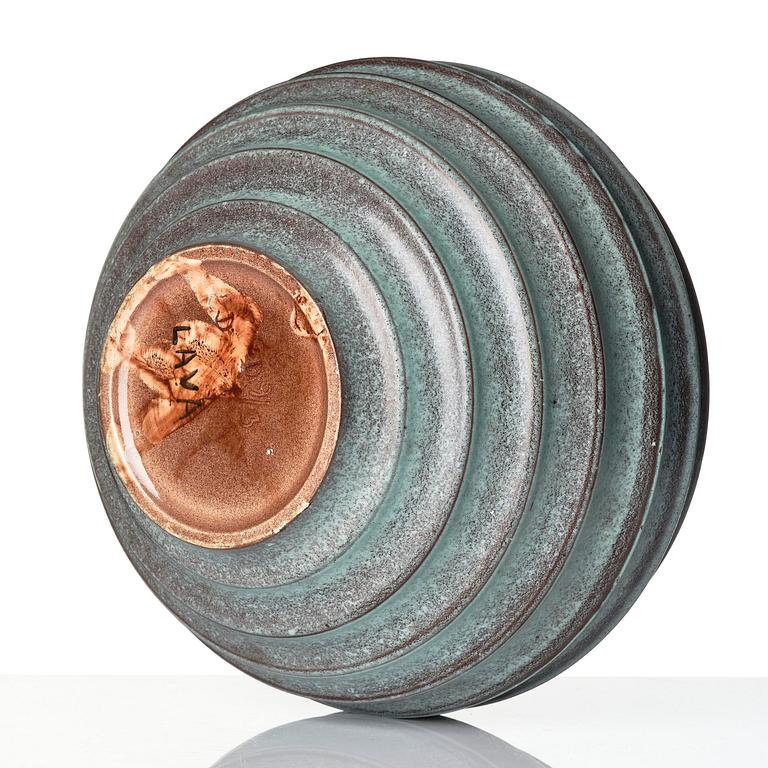 Ewald Dahlskog, a spherical faience vase, model D9/3, Bo Fajans, Gävle, 1930s.