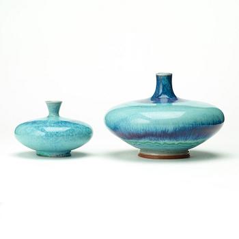 Berndt Friberg, two stoneware vases, Gustavsberg studio 1972.