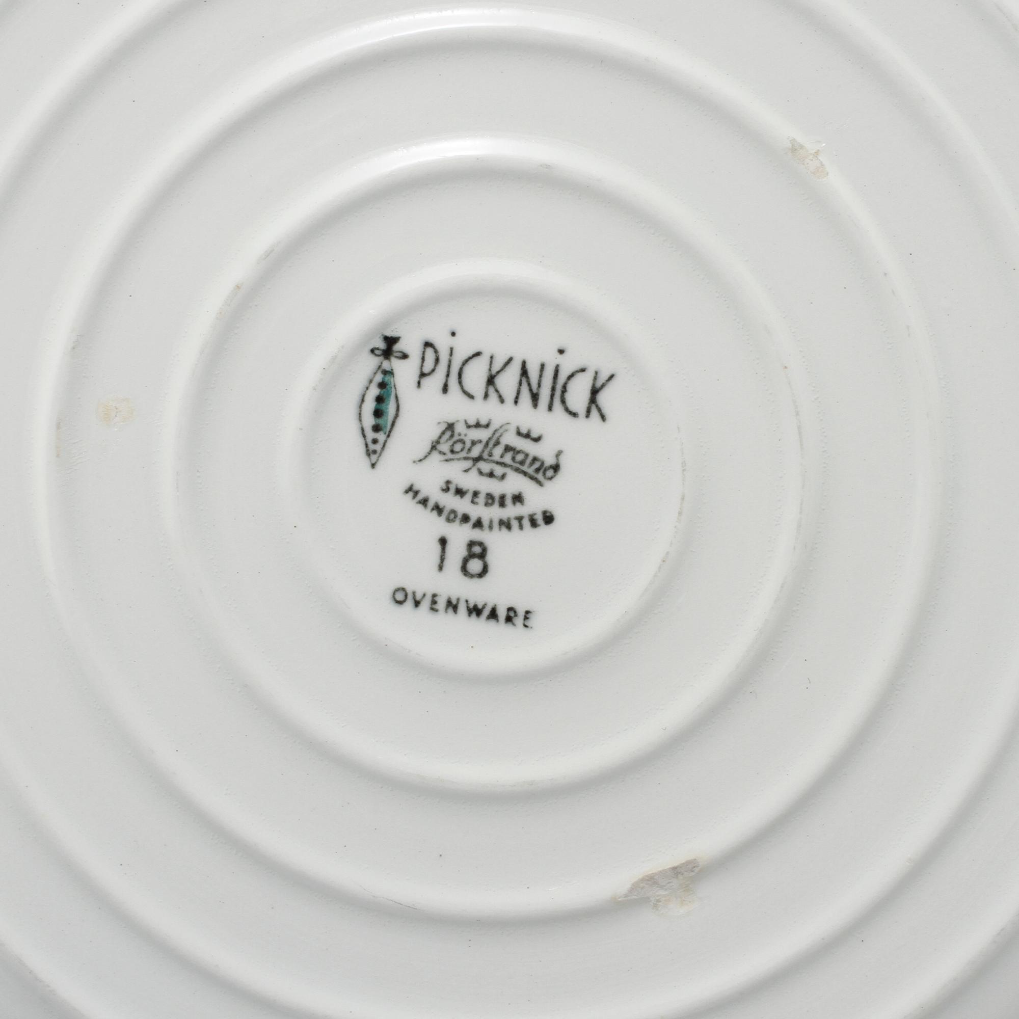 PARTI PORSLIN, 3 delar, "Picknick", Marianne Westman, Rörstrand, 1956-1969.