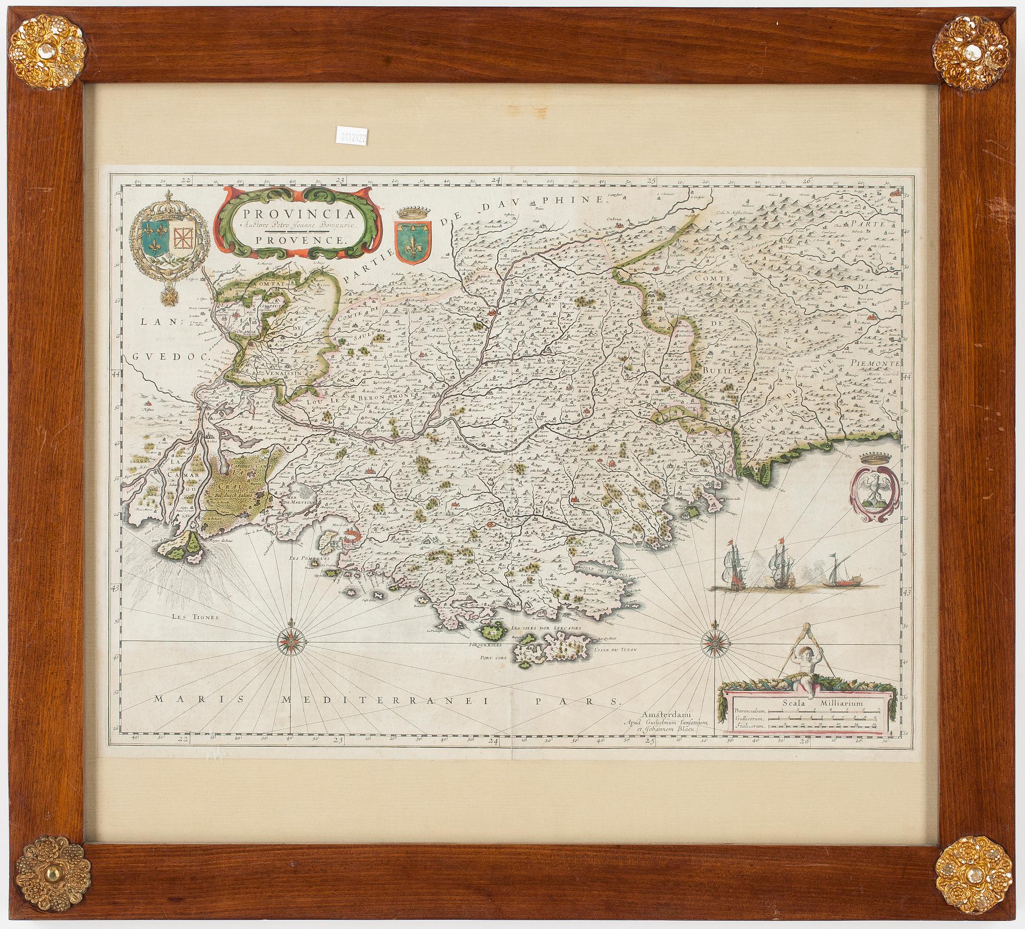 KARTA, "Provincia Auctore Petro Joanne Bompario. Provence" - Willem Janszoon Blaeu, ca 1634.
