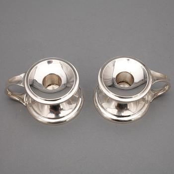 NATTLJUSSTAKAR, silver, okänd mästare, 1900-tal. Totalvikt ca 447 g.