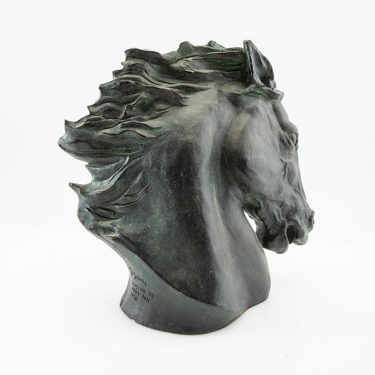 Decorative sculpture Horse's head patinated plaster second half of the 20th century.