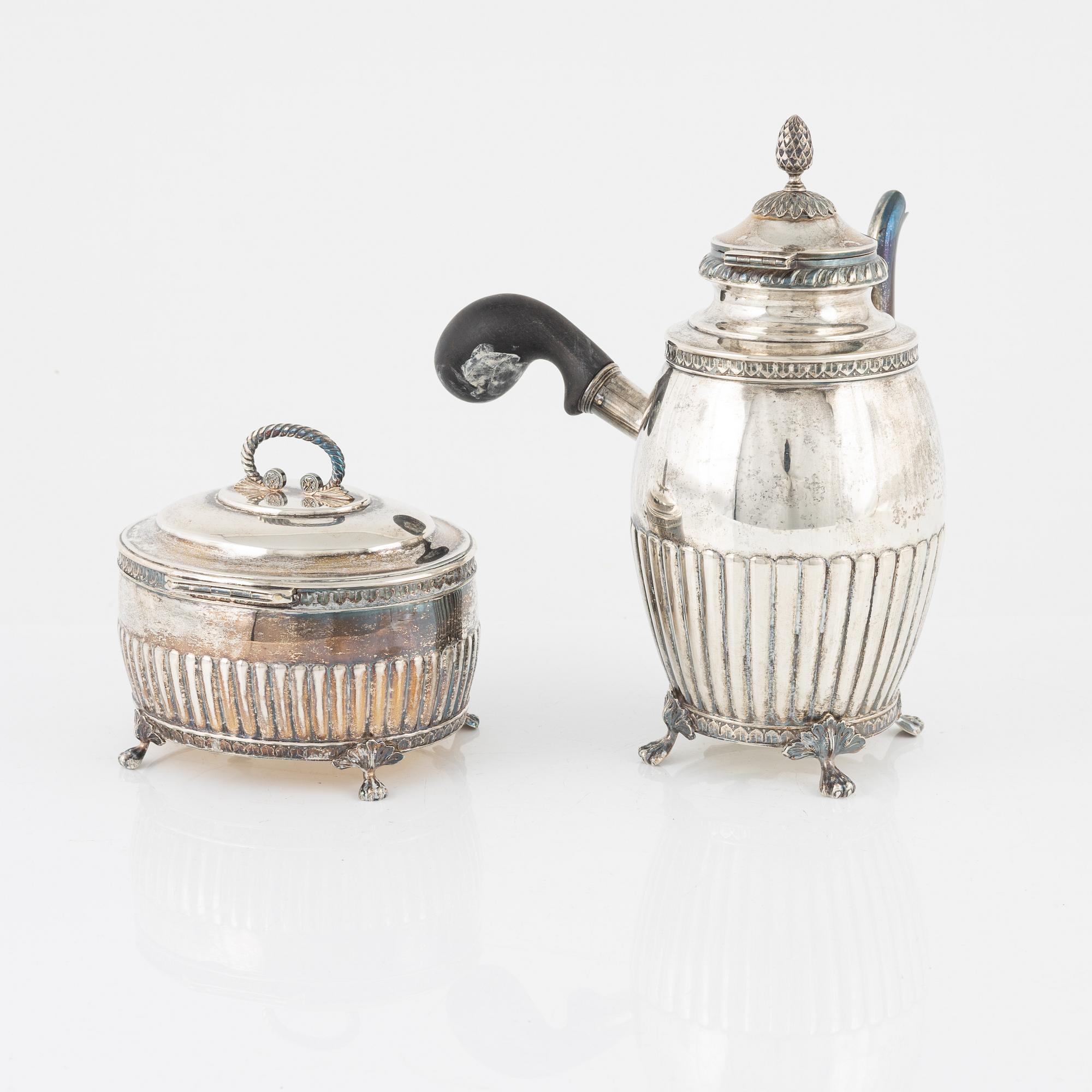 Kaffeservis, 3 delar, silver, gustaviansk stil, GAB, Stockholm, 1916.