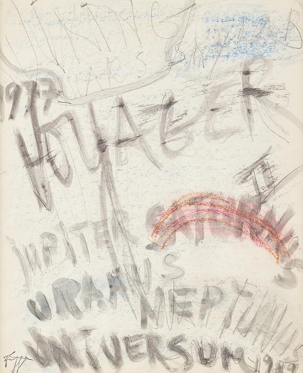 Eddie Figge, mixed medi on paper, signed with stamp, dated 1989.