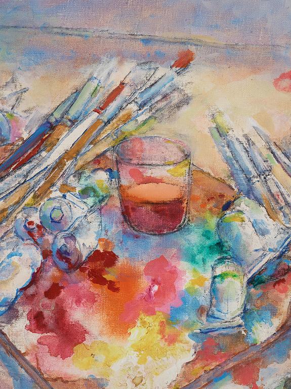 Eerik Haamer, Still life with brushes and paint tubes.