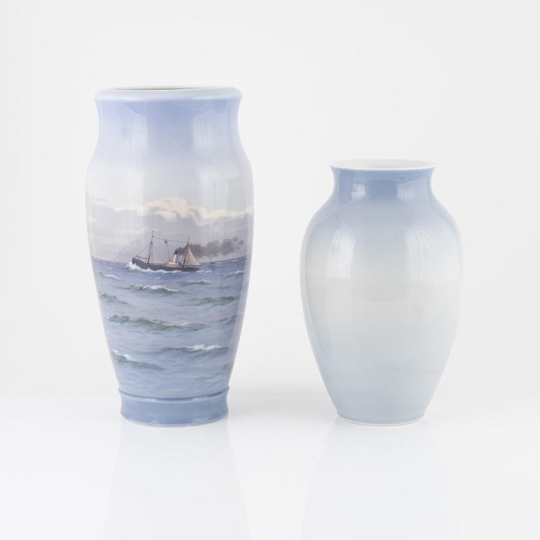 Royal Copenhagen, two porcelain vases, Denmark.