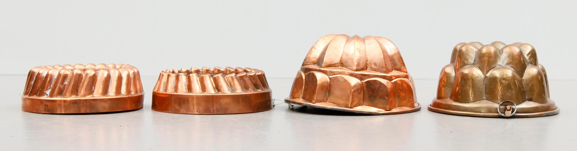 ALADÅBFORMAR, 4 st, koppar, sekelskiftet 1900.