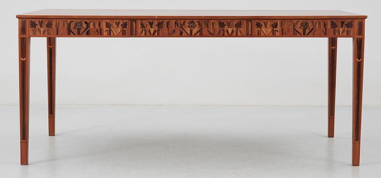 A Carl Malmsten desk with inlays, 'Ståndare'.