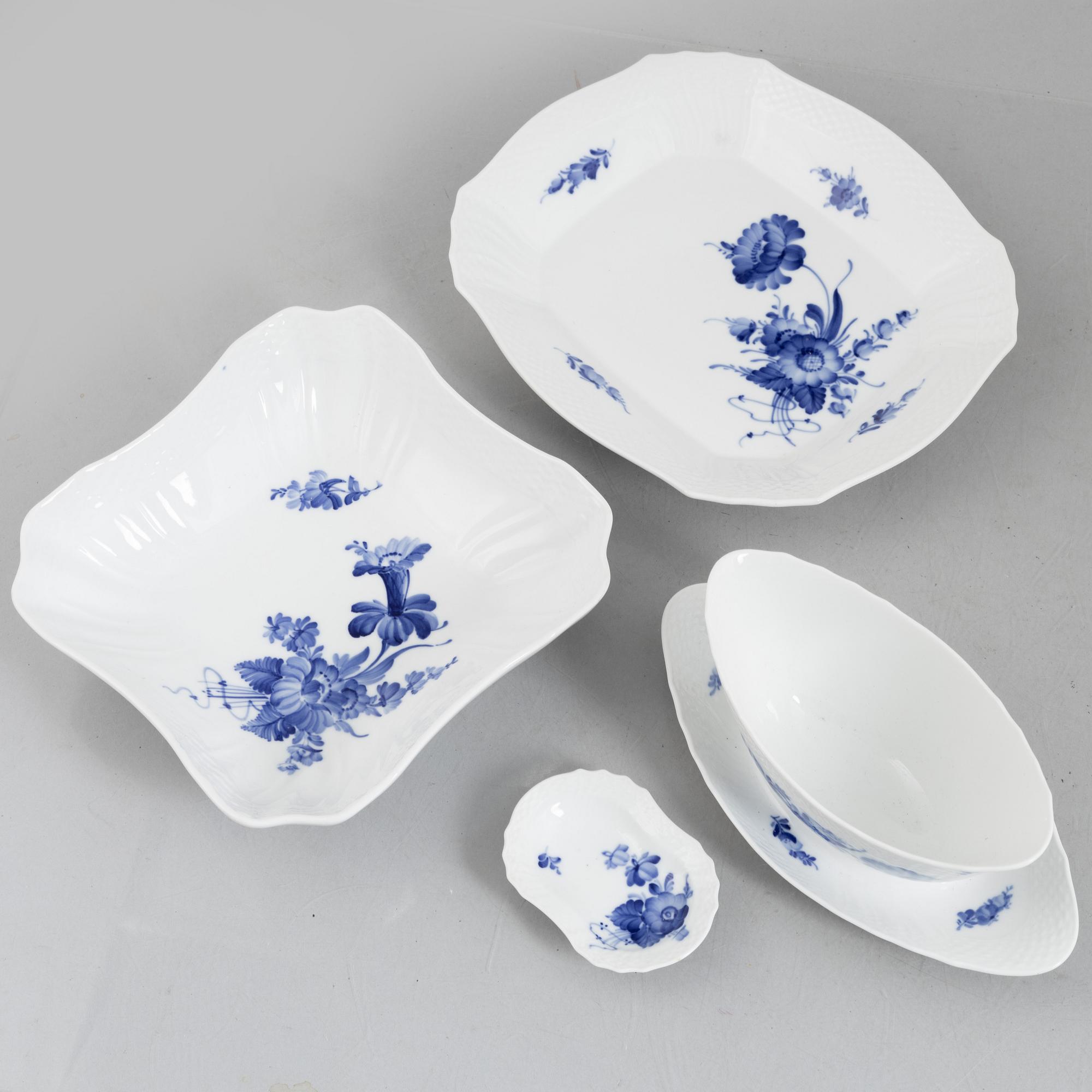 A 54-piece porcelain coffee and dinner service, "Blue Flower", Royal Copenhagen, Denmark.