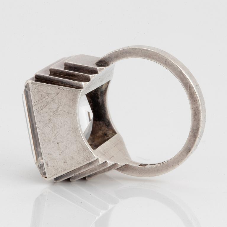 Wiwen Nilsson, a sterling silver ring with a facet cut rock crystal, Lund, Sweden 1965.