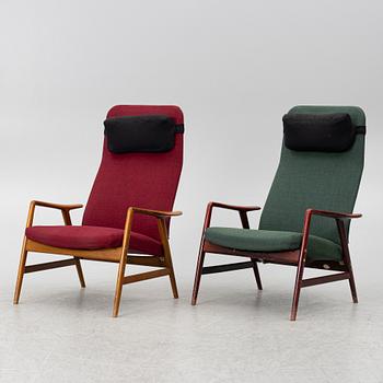 Alf Svensson, Armchairs, 2 pcs, "Contour", Ljungs Industrier, second half of the 20th century.