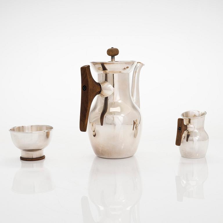 Tapio Wirkkala, a three-piece silver coffee set, Kultakeskus, Hämeenlinna 1962 and 1965.