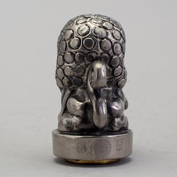 ANNA PETRUS, seal stamp with a brass stamp, pewter and brass, Svenskt Tenn, 1981 (year mark blurred).