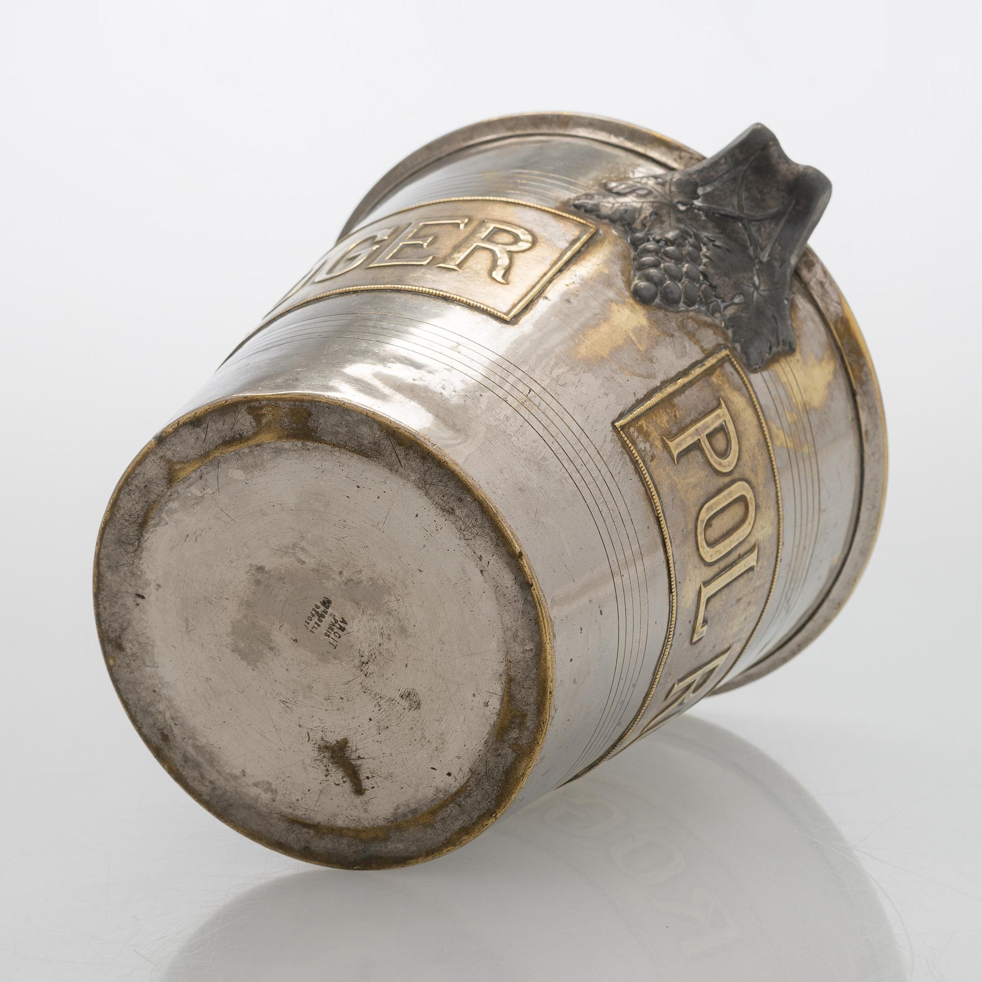 Champagne cooler, Pol Roger, Argit, France 1930s.