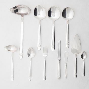 Sigvard Bernadotte, mat- och kaffeservis, 185 delar, "Millennium-line Marianne", Christineholm, Fyrklövern.