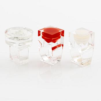 Siv Lagerström, three acrylic rings, 1970s.