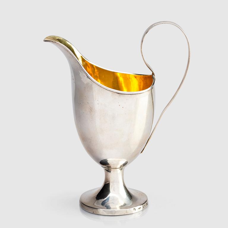 A Swedish parcel-gilt silver cream-jug, mark of Gustaf Hagström, Stockholm 1807.