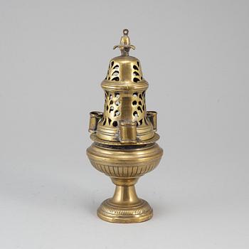 An 18th century brass incense burner.