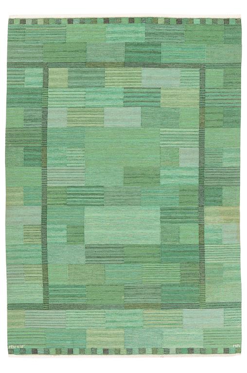 Marianne Richter, matta, "Fasad, grön II", rölakan, ca 276 x 187 cm, signerad AB MMF MR.