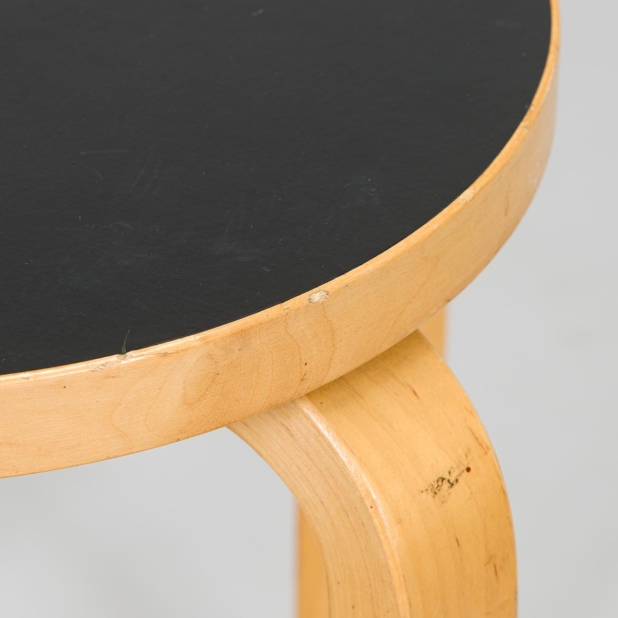 Alvar Aalto, A 1960's-1970's E60 stool for Artek, Finland.