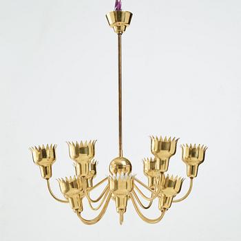 Hans Bergström, a "Beehive", brass chandelier, Atleljé Lyktan, Sweden 1940's.