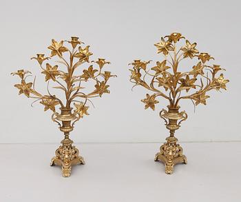 KANDELABRAR, 1 par, Frankrike, 1800-talets andra hälft.