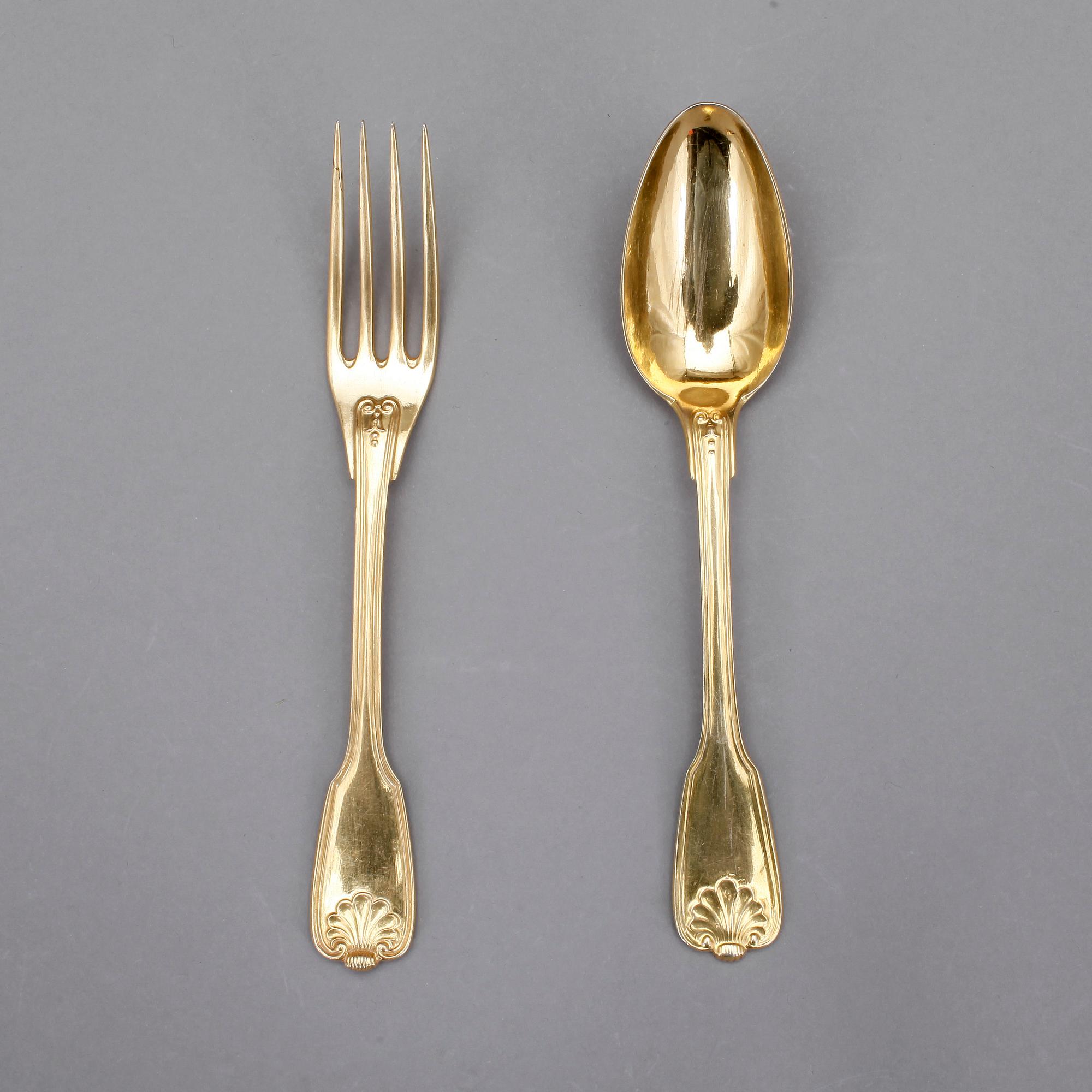 BESTICK, 24 st, förgylld metall, Christofle, Paris, sent 1800-tal.