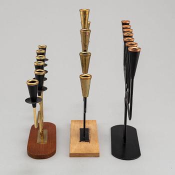 Thre second half of the 20th century candle holders by Gunnar Ander for Ystad Metall.