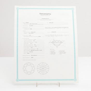 Tiffany & Co, sormus, platinaa ja timantti 0.25 ct. Todistuksella.