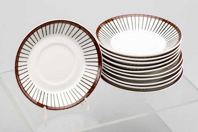 KAFFESERVIS, 18 st +2 st, flintporslin, "Spisa Ribb", Stig Lindberg, Gustavsberg.