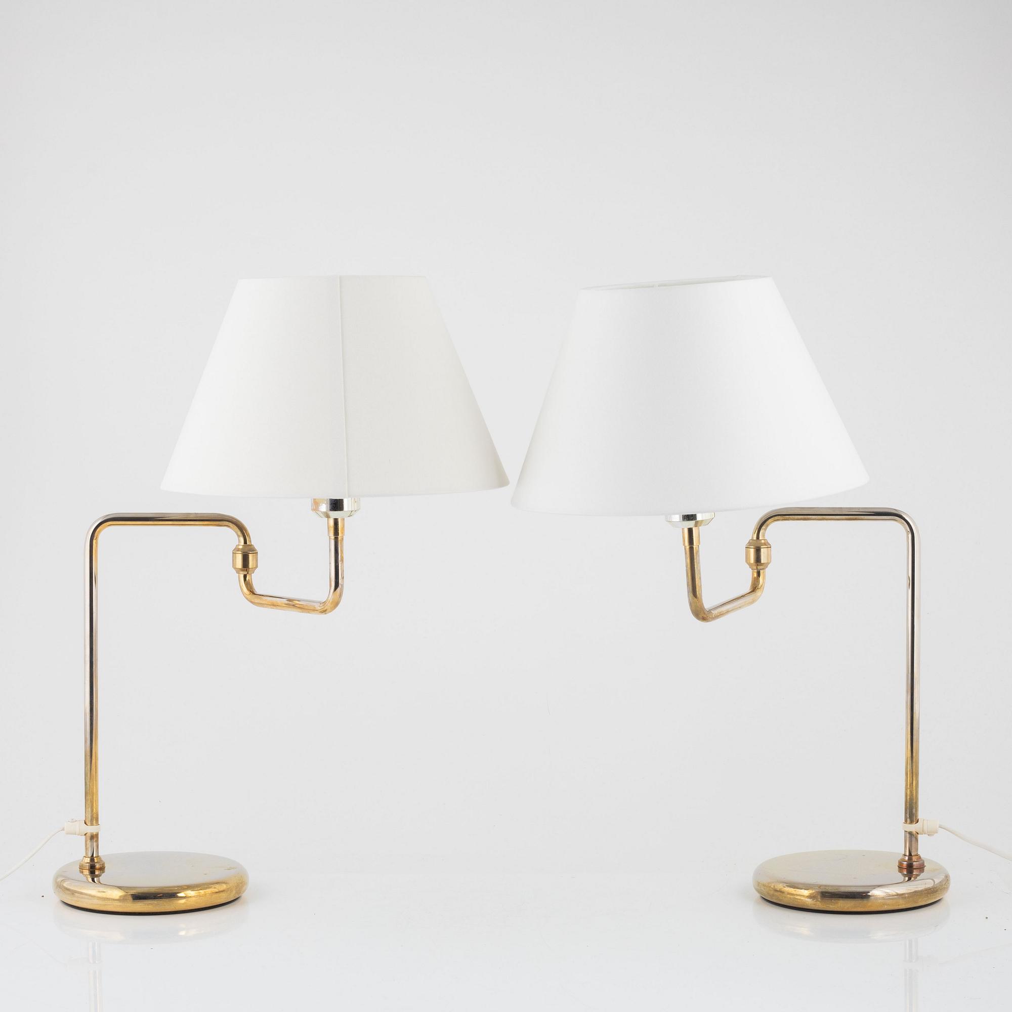 Bordslampor ett par, Rejmyre Armaturfabrik, 1900-talets senare del.